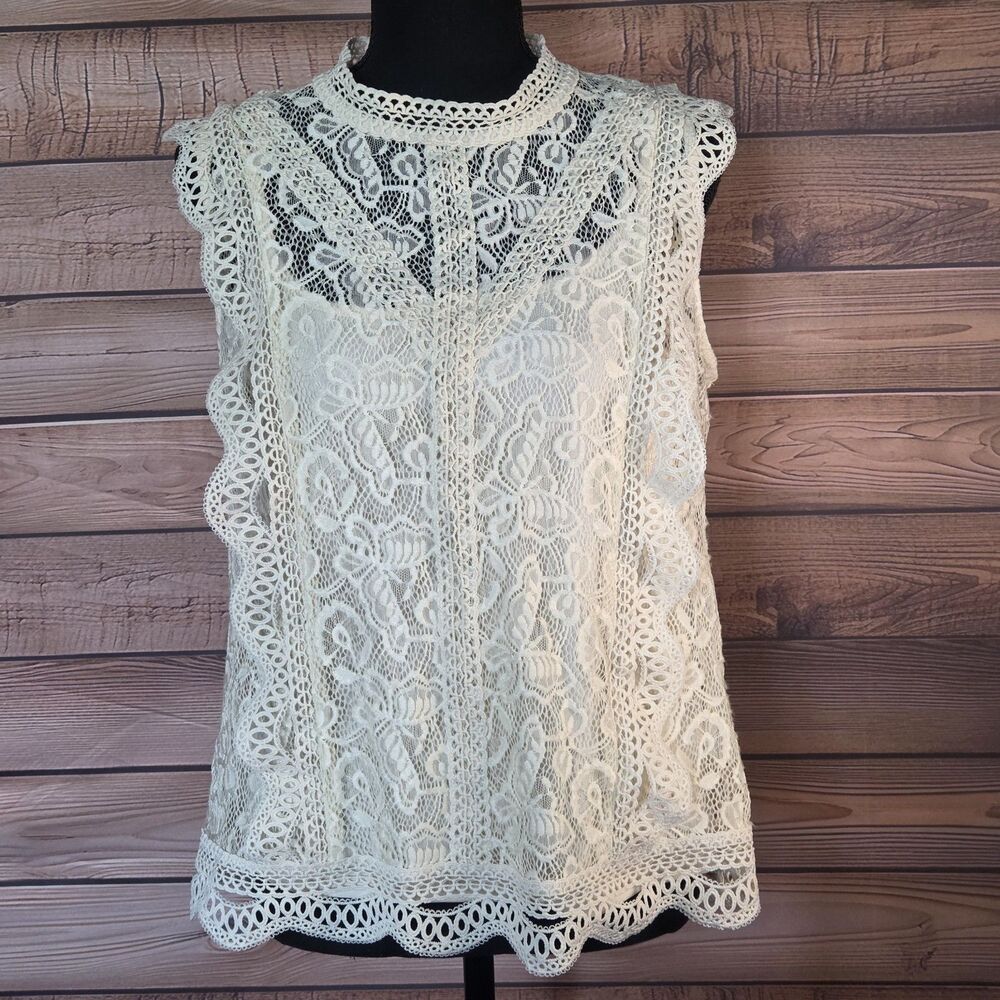 ADIVA High Neck Overlay Lace Women's Blouse  size large